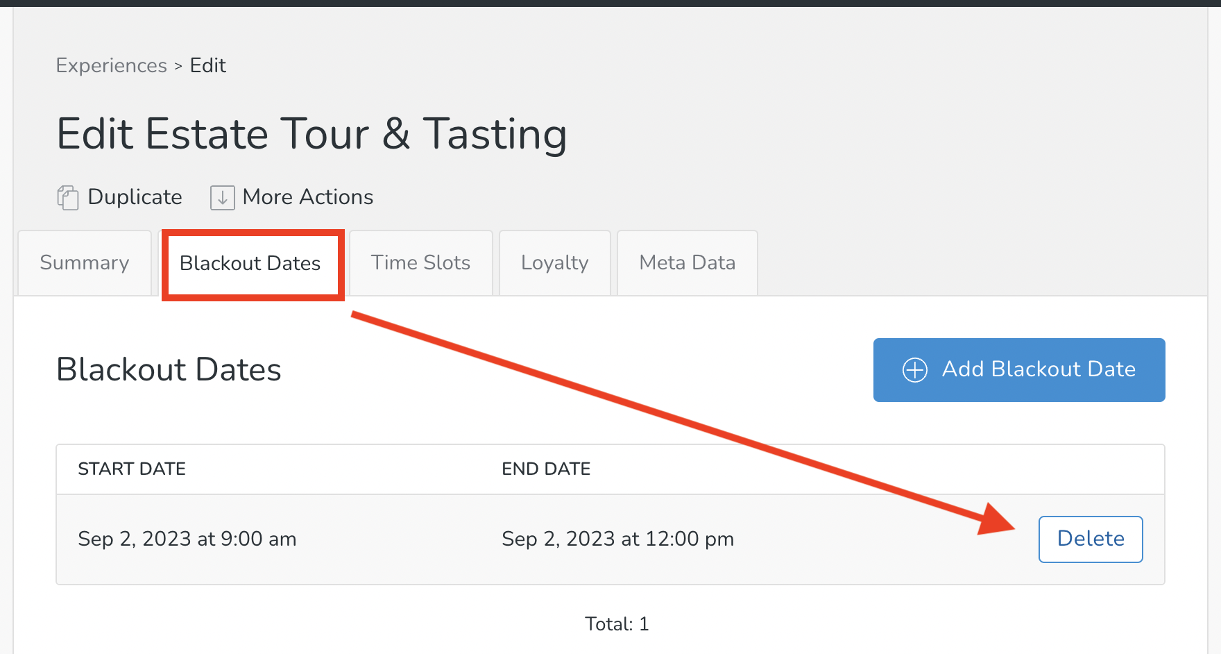 Entering Blackout Dates / Times for Reservations